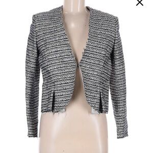 Balenciaga Black and White Tweed Blazer Cropped Structured Design